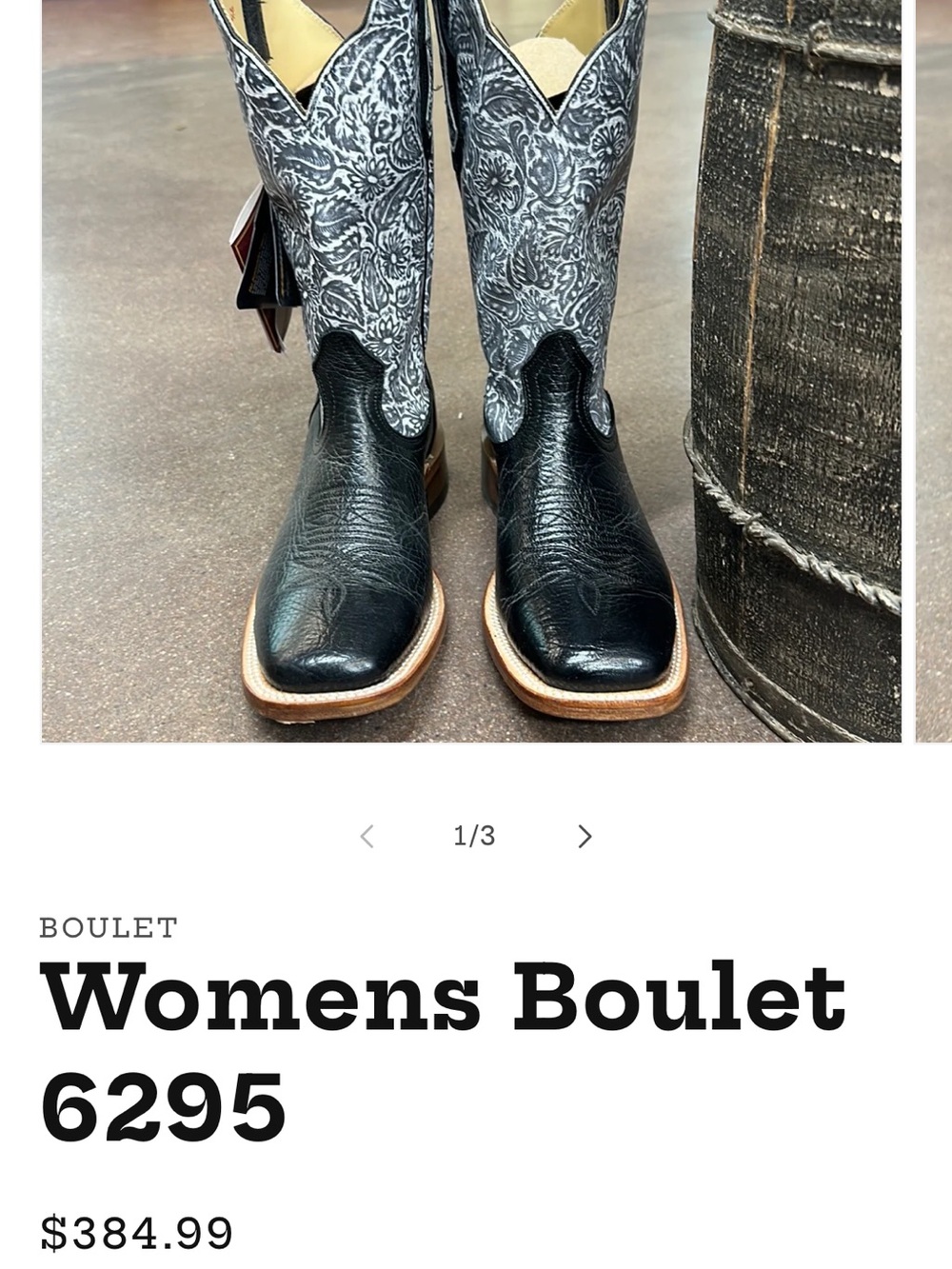 Boulet Women’s Western Boots - Black with Gray/White Shaft